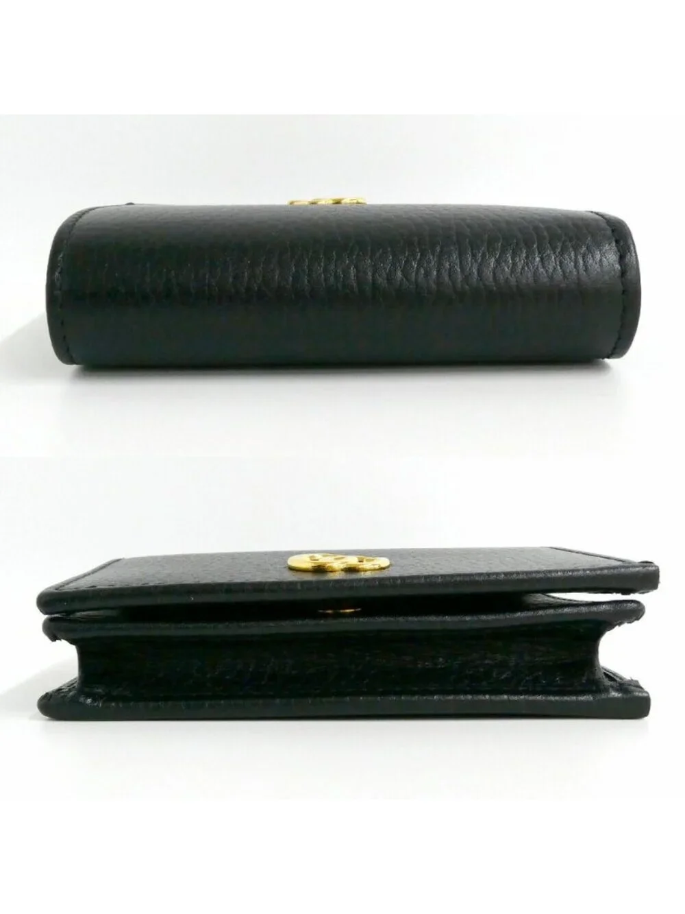 Gucci Double Small Wallet Leather Black Gold - Picture 4 of 10